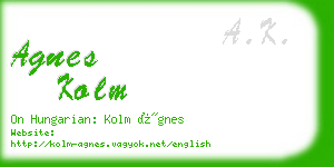 agnes kolm business card